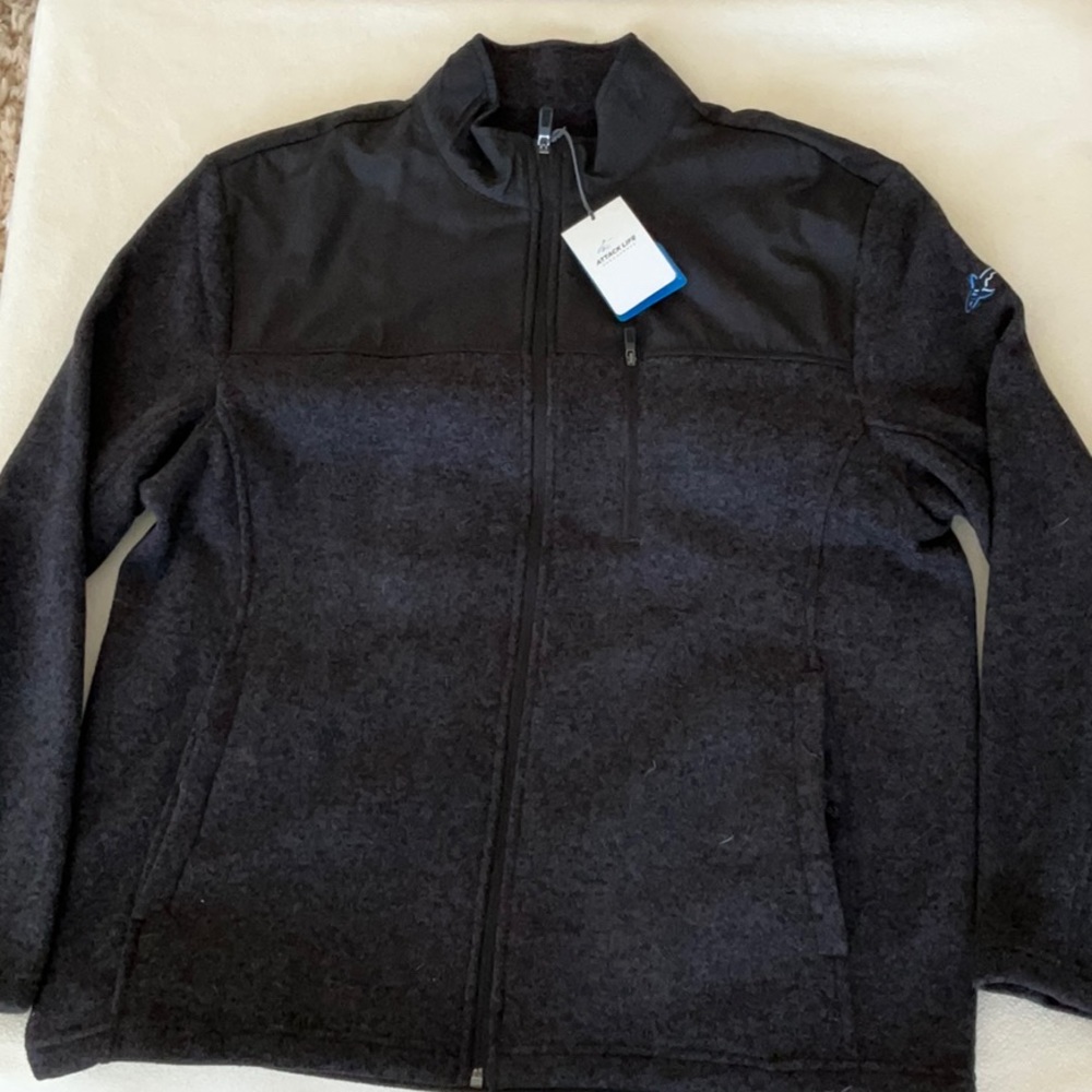 Black Attack Life Lightweight High Collar Zip Up Mens Size L